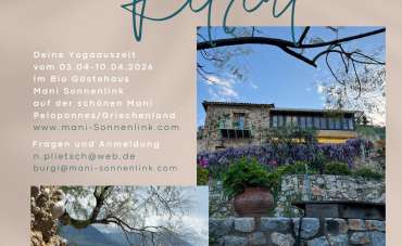 Deine Yoga Urlaubswoche auf der schönen Mani vom 3. – 10. April 2026 oder 3. – 7. April 2026